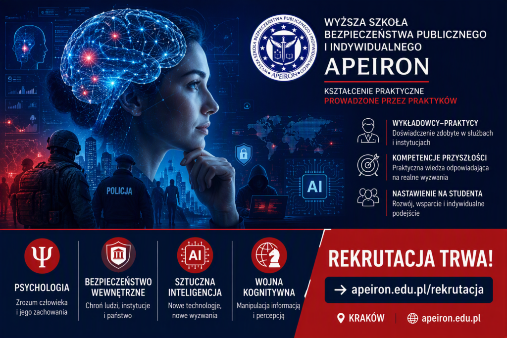 Psychologia, bezpieczeństwo wewnętrzne, sztuczna inteligencja i wojna kognitywna w Wyższej Szkole Bezpieczeństwa Publicznego i Indywidualnego APEIRON